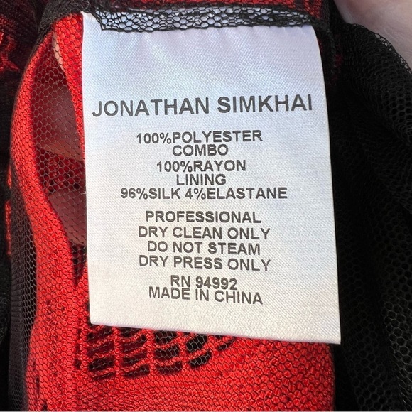 INTERMIX JONATHON SIMKHAI BLACK RED LACE TULLE PEPLUM FITTED TOP SIZE 2 NWT - Picture 7 of 13